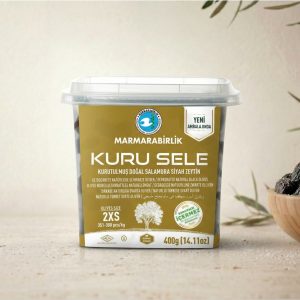 Măsline Negre Uscate Kuru Sele Marmarabirlik – Recipient Gold 400g (2XS)