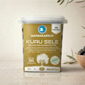 Măsline Negre Uscate Kuru Sele Marmarabirlik – Recipient Gold 800g (2XS)