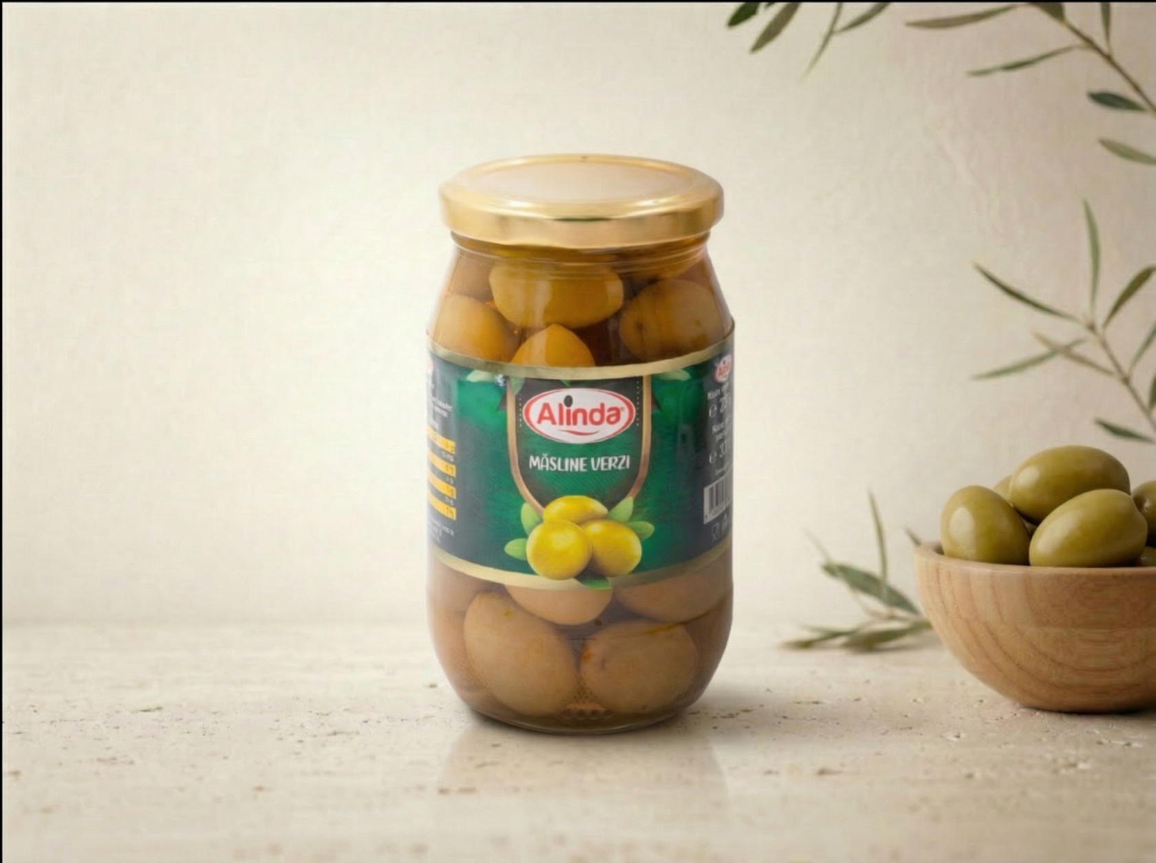 Măsline Verzi Întregi Alinda – Borcan 400 g
